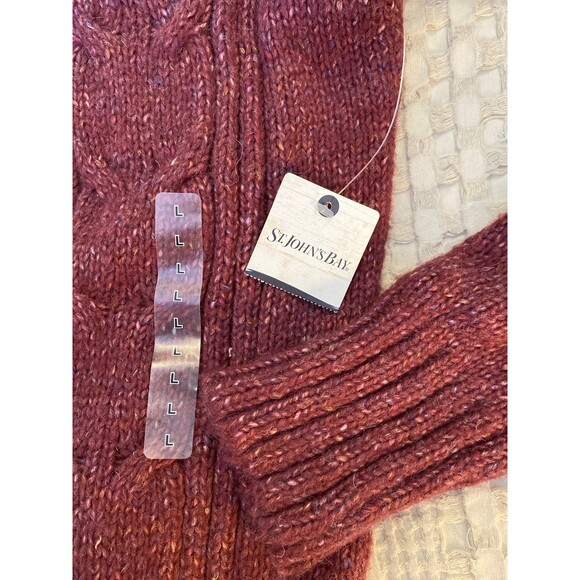 St. John’s Bay Cable  Knit Sweater Dress Burgundy Flecked Size Large NEW Cute! - Picture 9 of 12